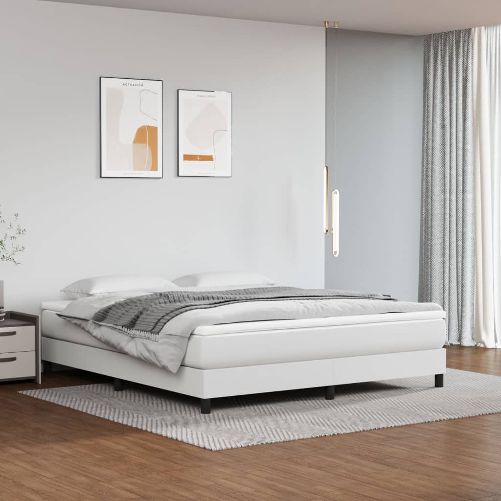 Boxspring-sengeramme hvit 180x200 cm Super King kunstskinn