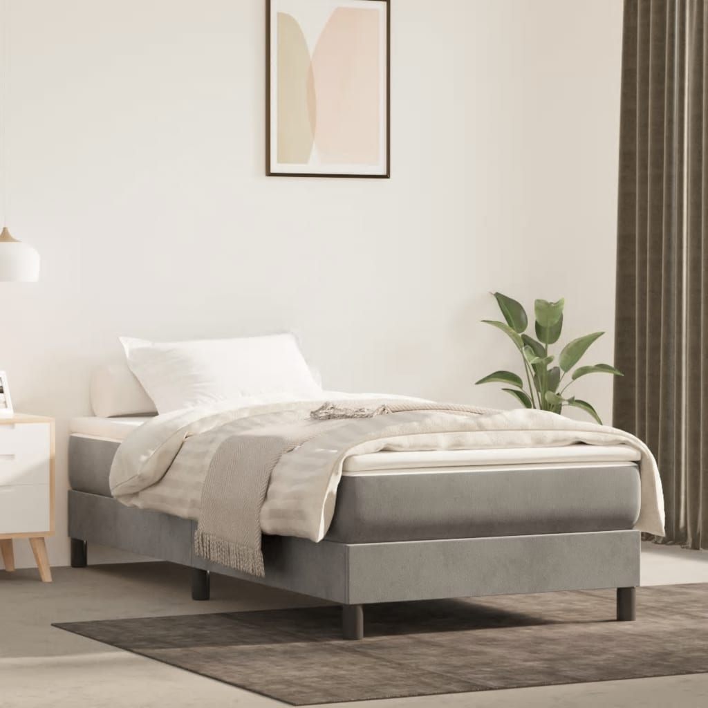 Boxspring-sengeramme hvit 90x190 cm Single fløyel