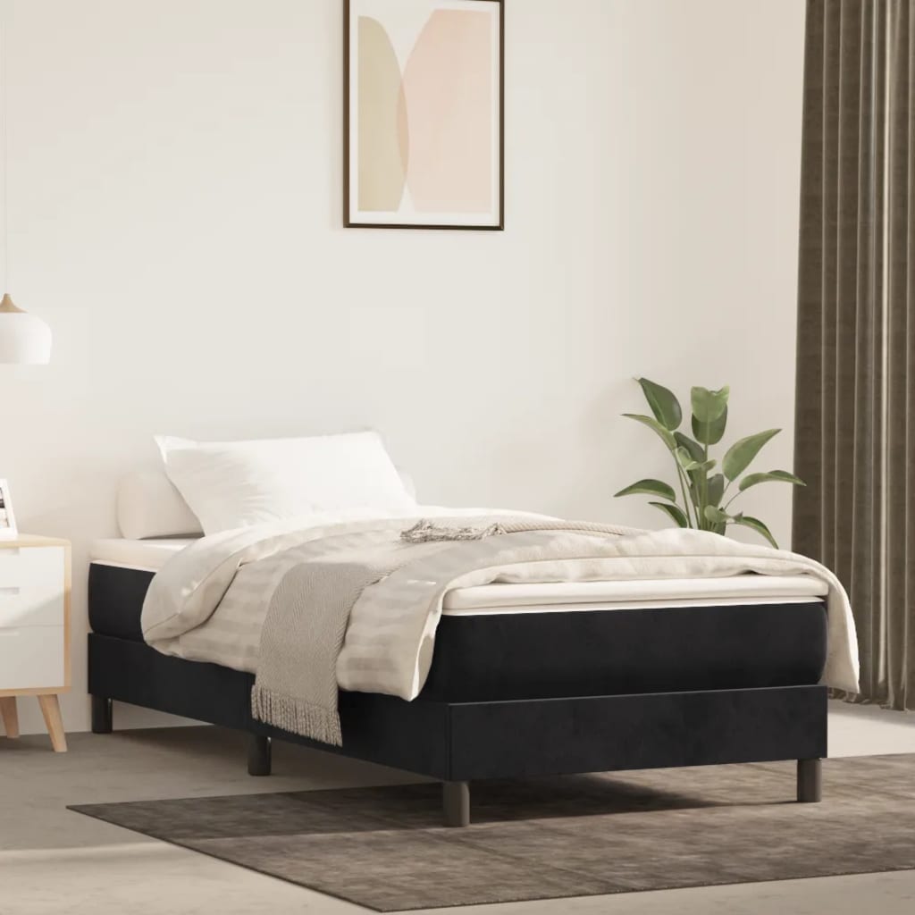 Boxspring-sengeramme svart 90x190 cm Single fløyel
