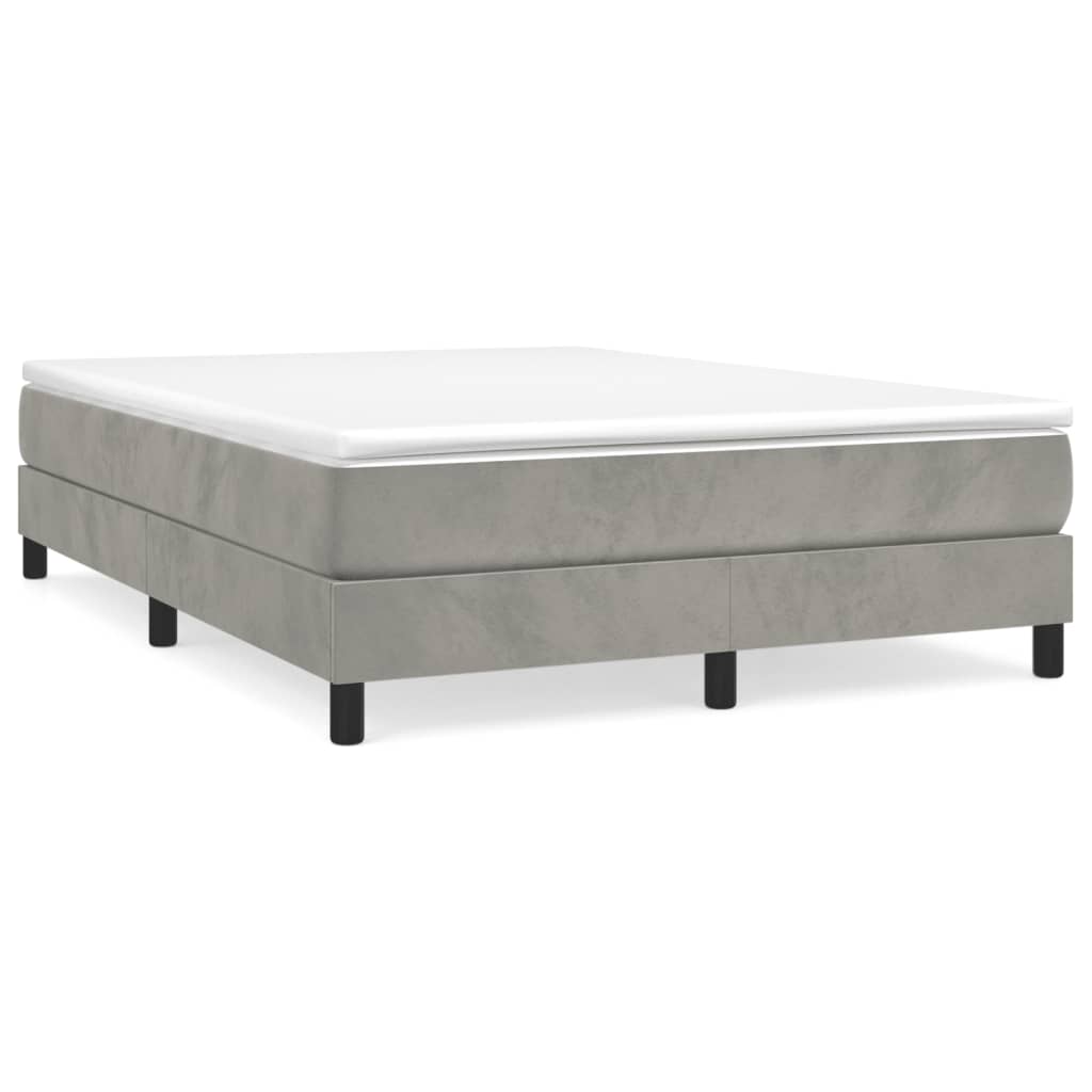 Boxspring-sengeramme lysegrå 135x190 cm Double fløyel