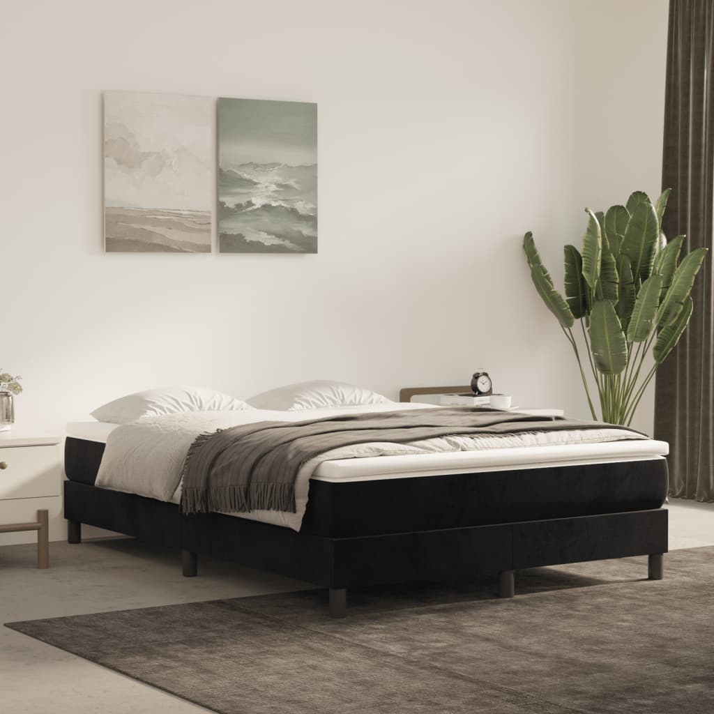 Boxspring-sengeramme svart 135x190 cm Double fløyel
