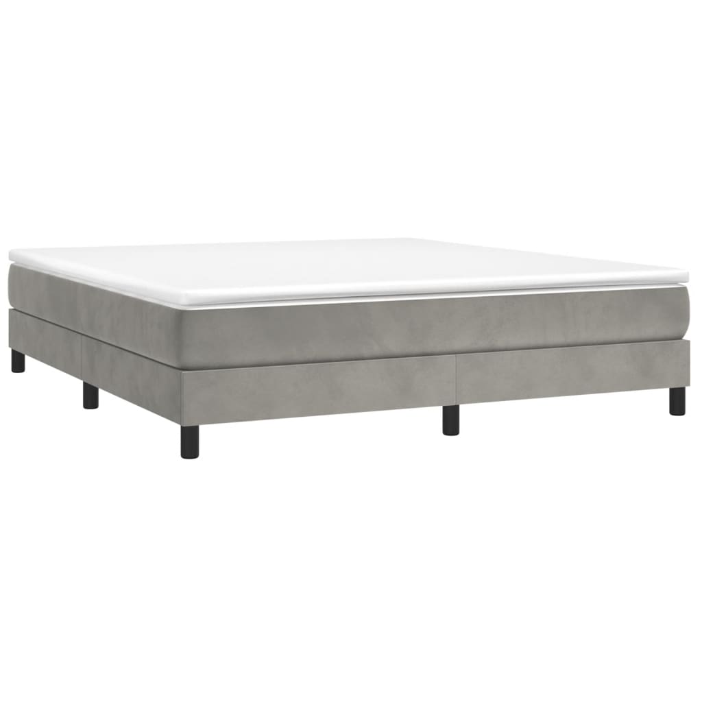Boxspring-sengeramme lysegrå 180x200 cm Super King fløyel