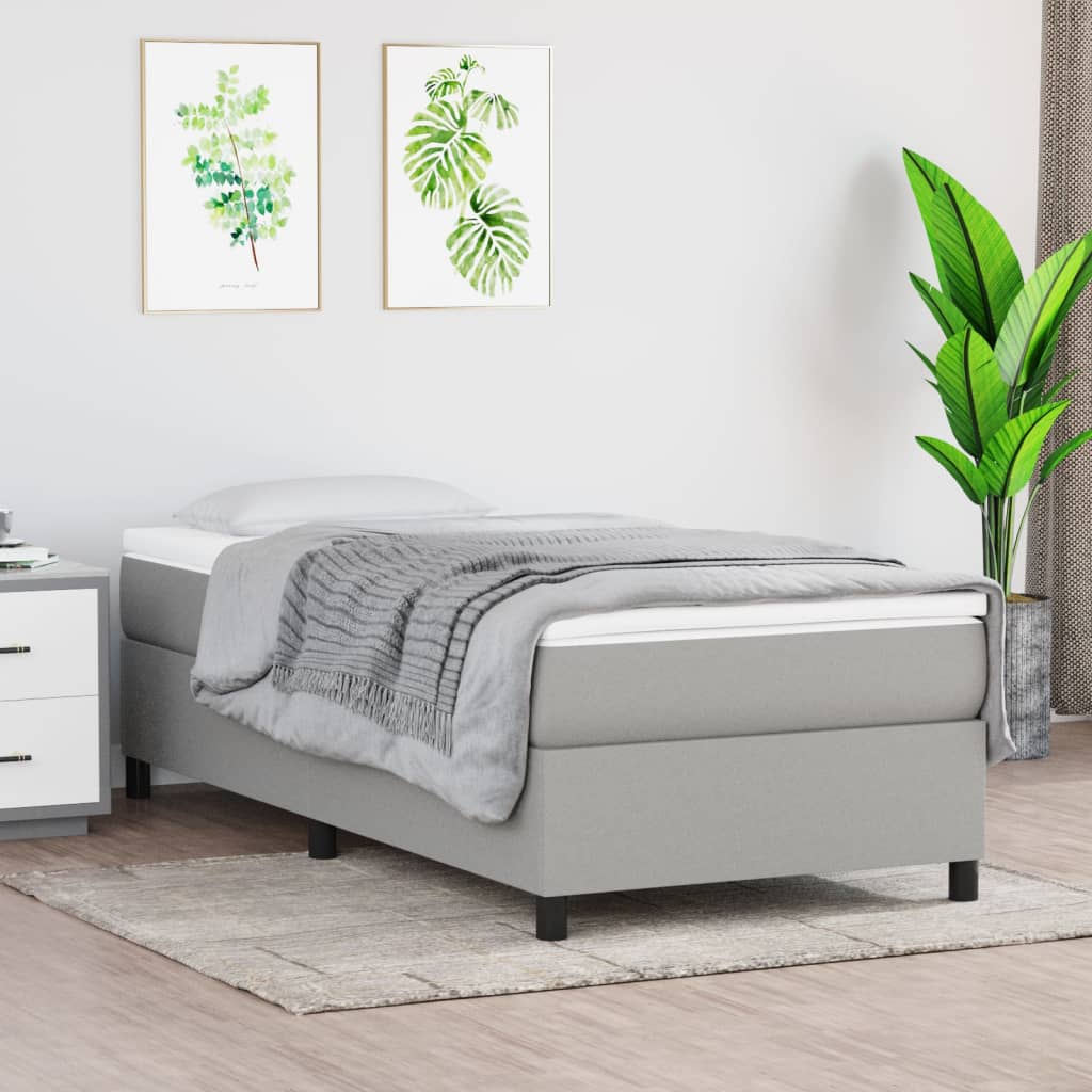 Boxspring-sengeramme lysegrå 90x190 cm Single stoff