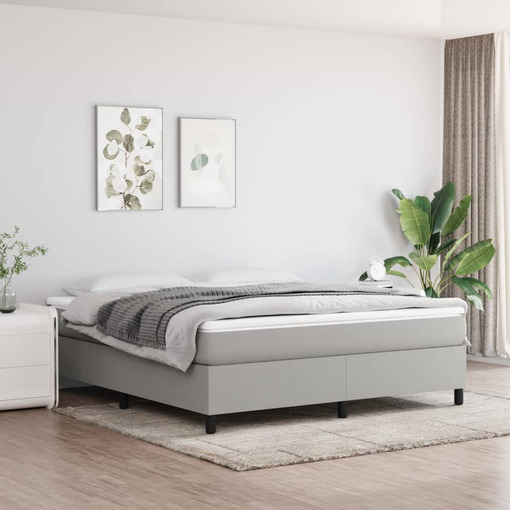 Boxspring-sengeramme lysegrå 180x200 cm Super King stoff