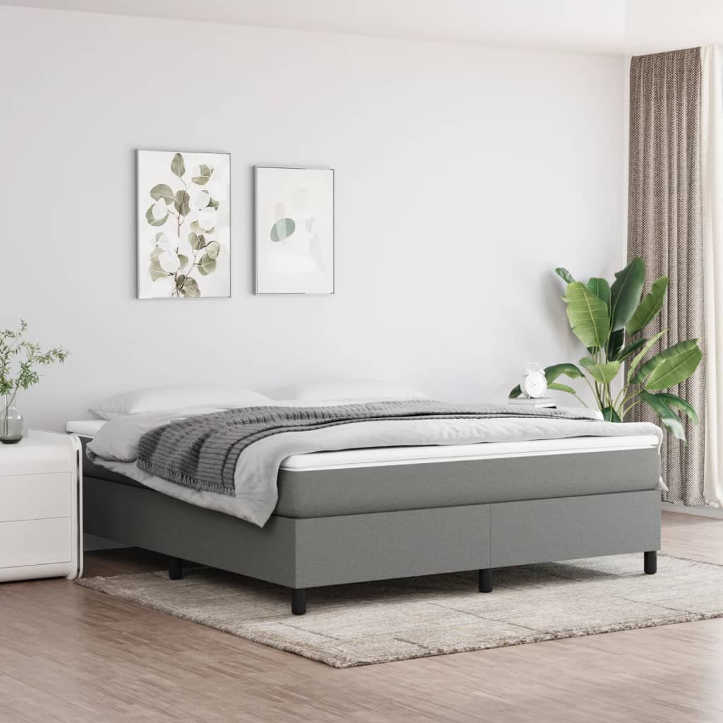 Boxspring-sengeramme mørkegrå 180x200 cm Super King stoff