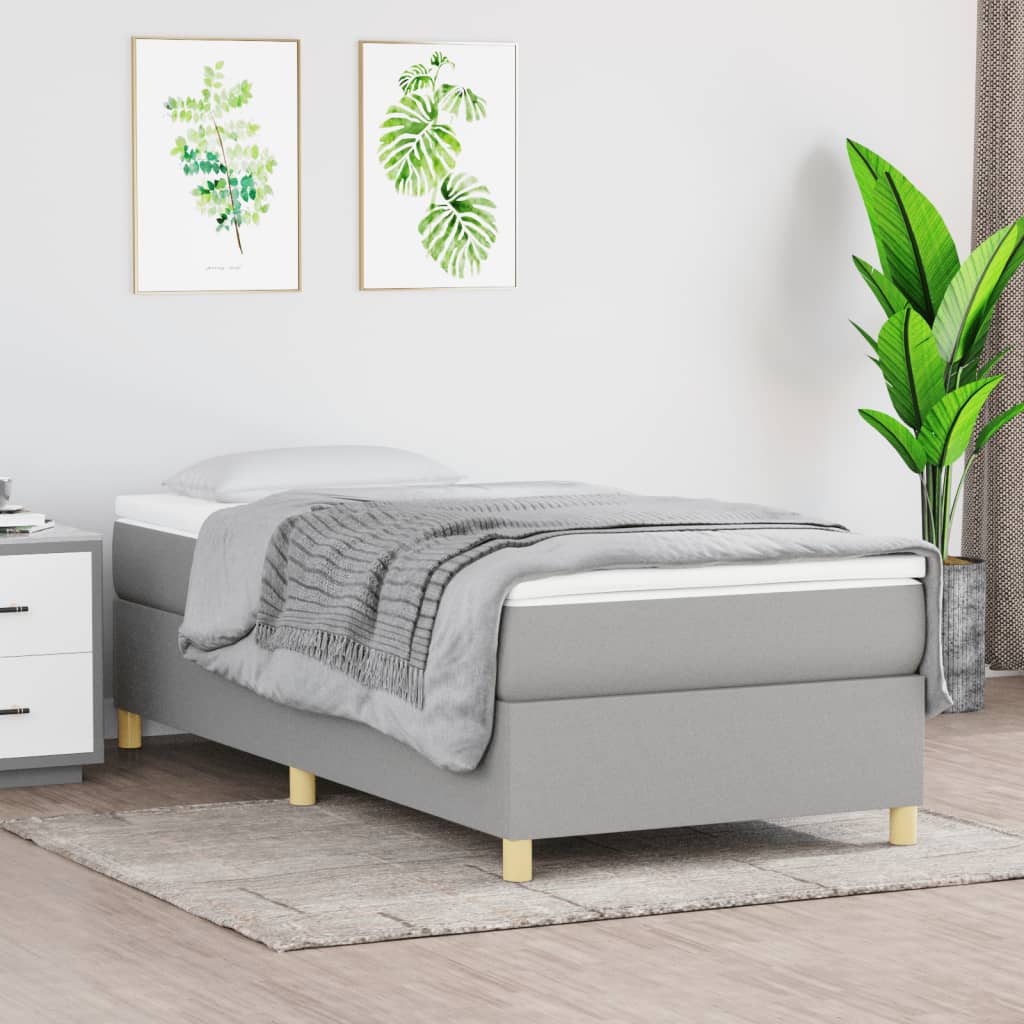 Boxspring-sengeramme lysegrå 90x190 cm Single stoff