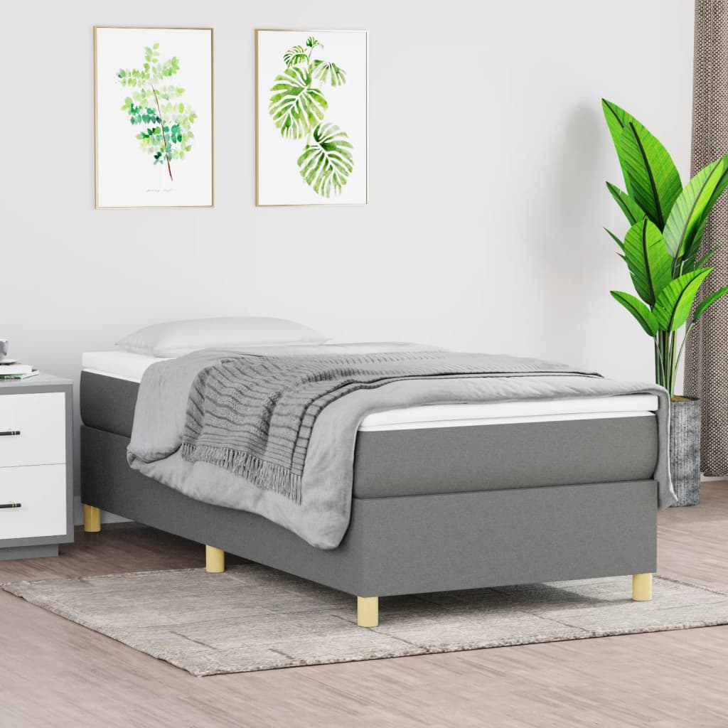 Boxspring-sengeramme mørkegrå 90x190 cm Single stoff