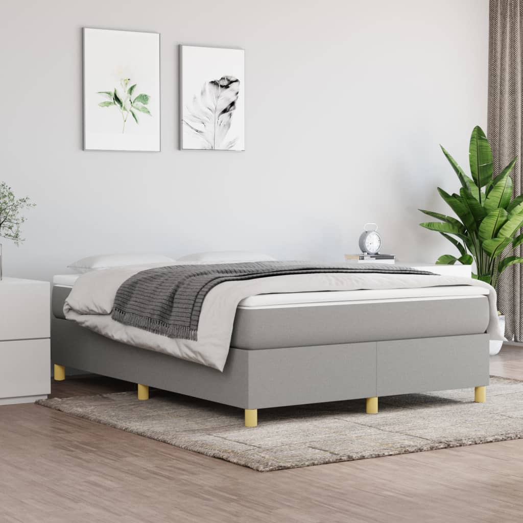 Boxspring-sengeramme lysegrå 135x190 cm Double stoff