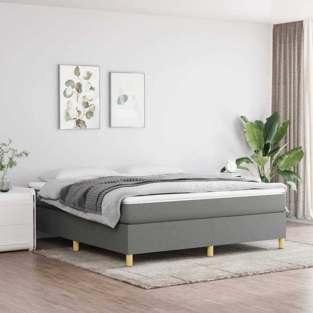 Boxspring-sengeramme mørkegrå 180x200 cm Super King stoff