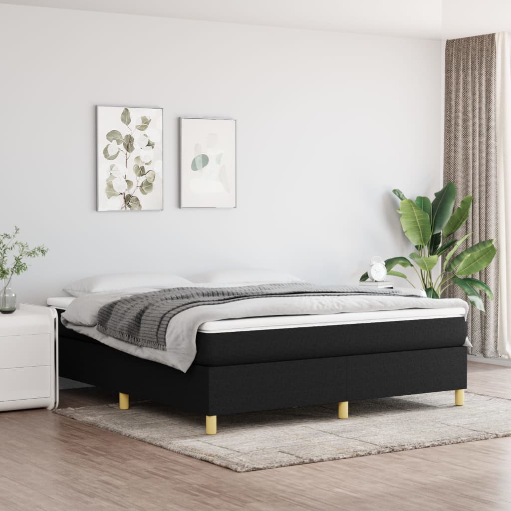 Boxspring-sengeramme boksfjær svart 180x200 cm Super King stoff