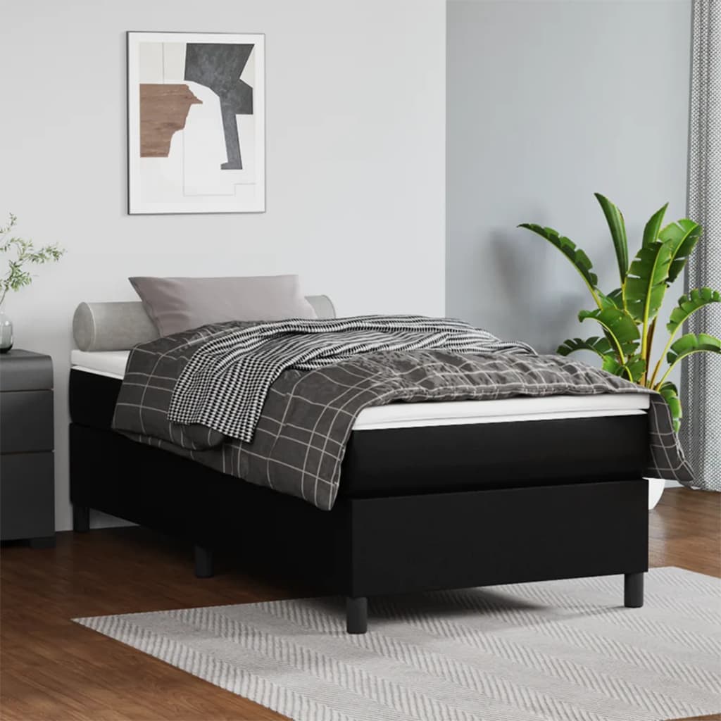 Boxspring-sengeramme svart 90x190 cm Single kunstskinn