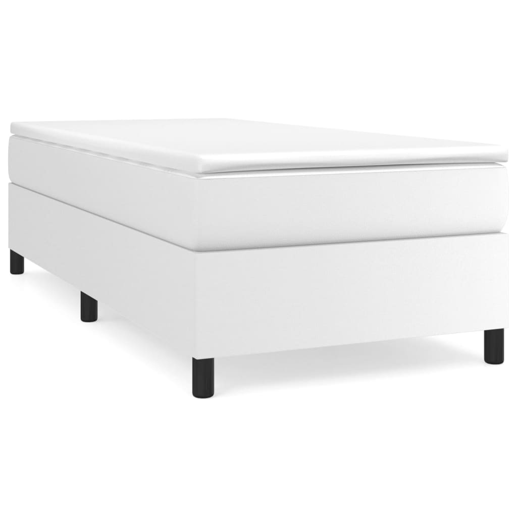 Boxspring-sengeramme hvit 90x190 cm Single kunstskinn