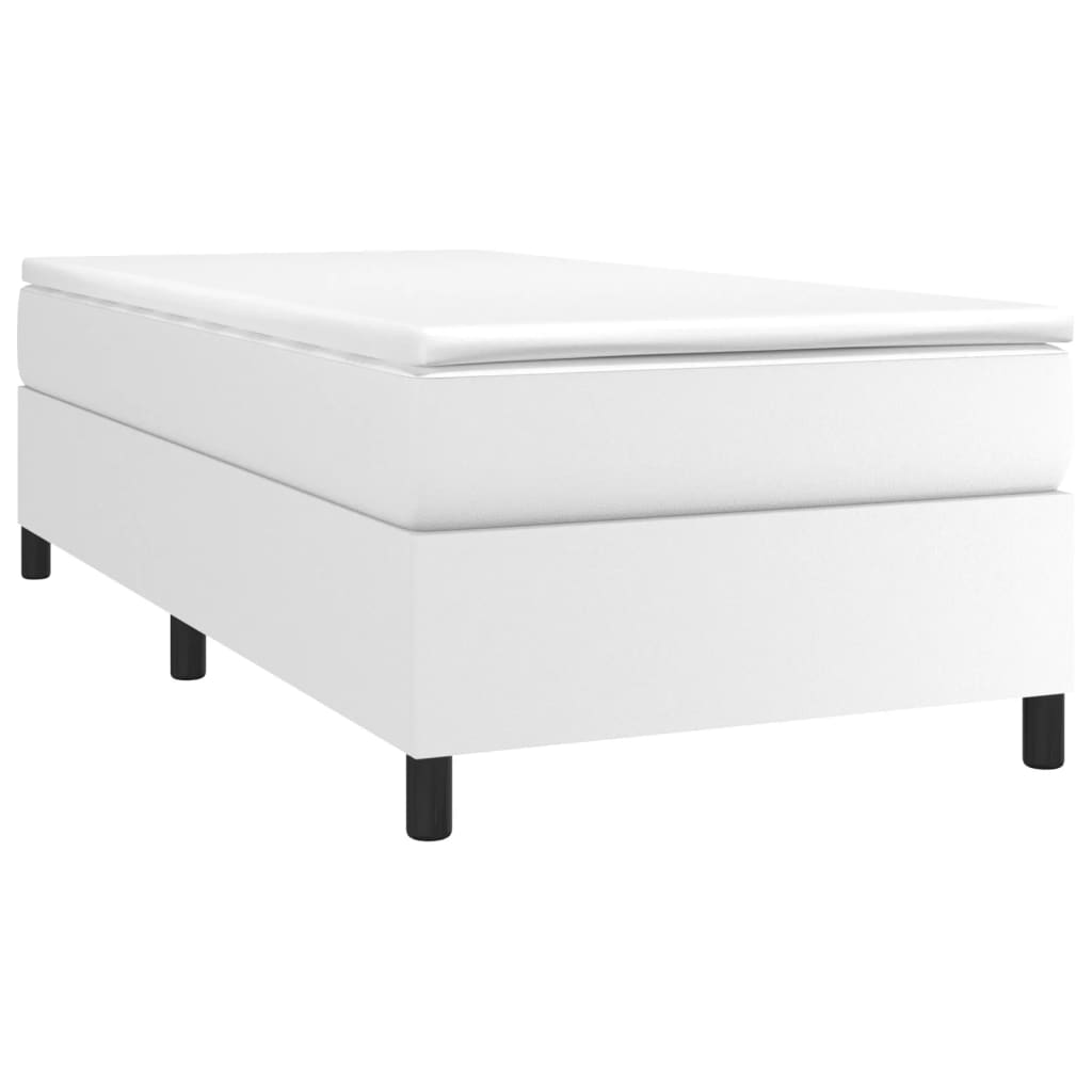 Boxspring-sengeramme hvit 90x190 cm Single kunstskinn