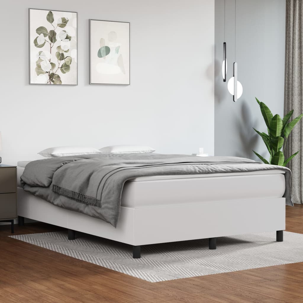 Boxspring-sengeramme hvit 135x190 cm Double kunstskinn