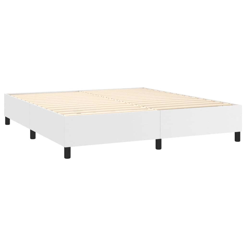 Boxspring-sengeramme hvit 180x200 cm Super King kunstskinn