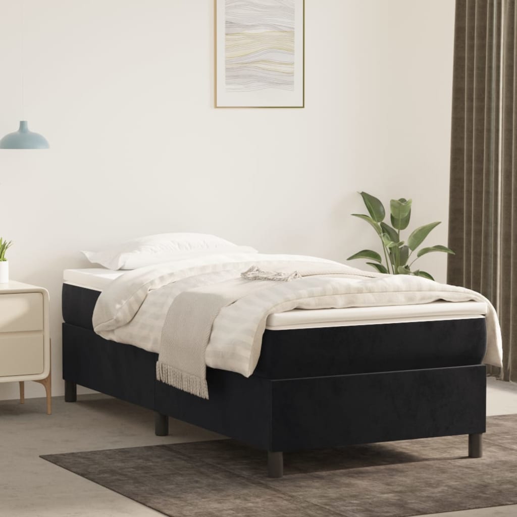 Boxspring-sengeramme svart 90x190 cm Single fløyel