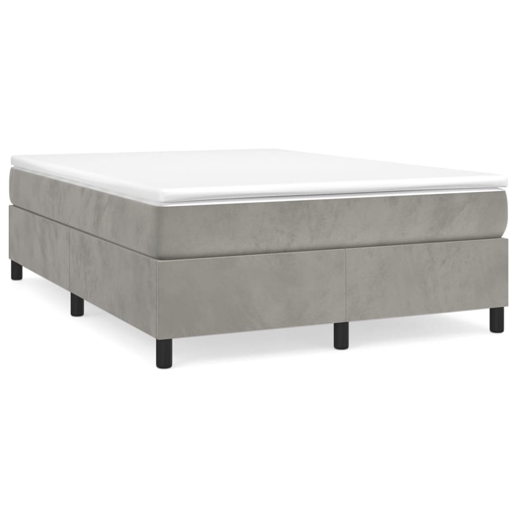 Boxspring-sengeramme lysegrå 135x190 cm Double fløyel