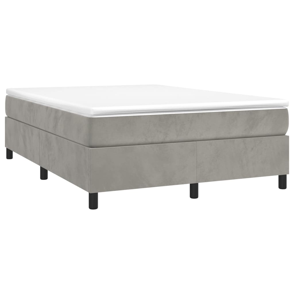 Boxspring-sengeramme lysegrå 135x190 cm Double fløyel
