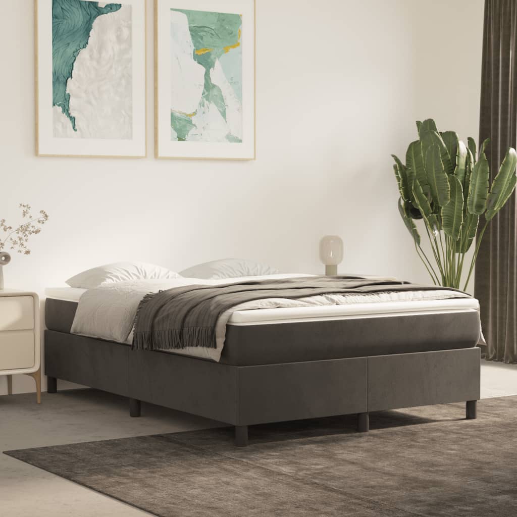 Boxspring-sengeramme mørkegrå 135x190 cm Double fløyel