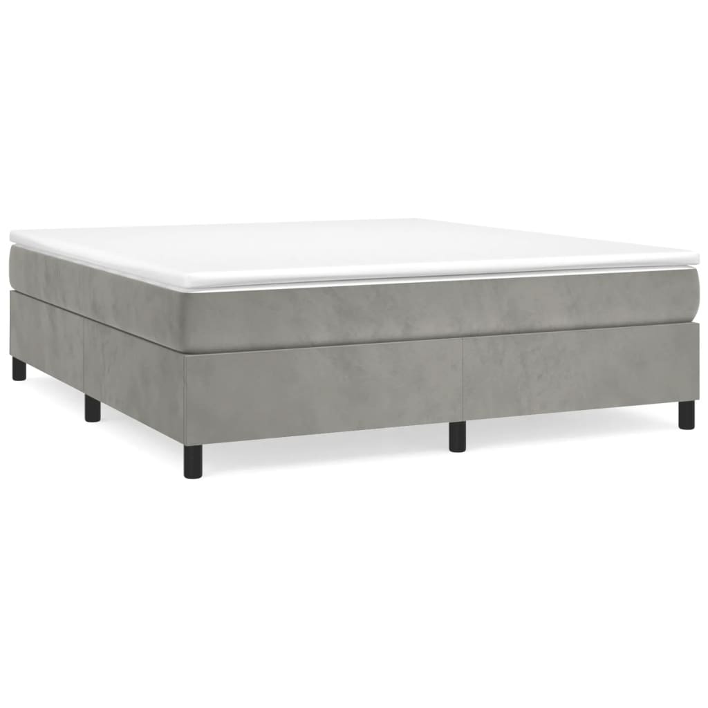 Boxspring-sengeramme lysegrå 180x200 cm Super King fløyel