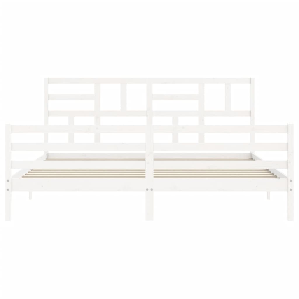 Sengeramme med hodegavl hvit 200x200 cm heltre