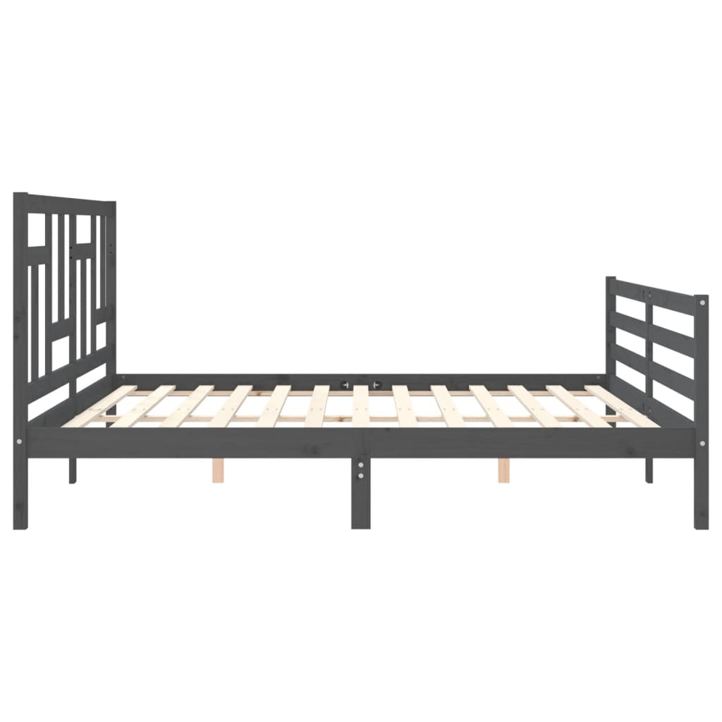 Sengeramme med hodegavl grå 200x200 cm heltre