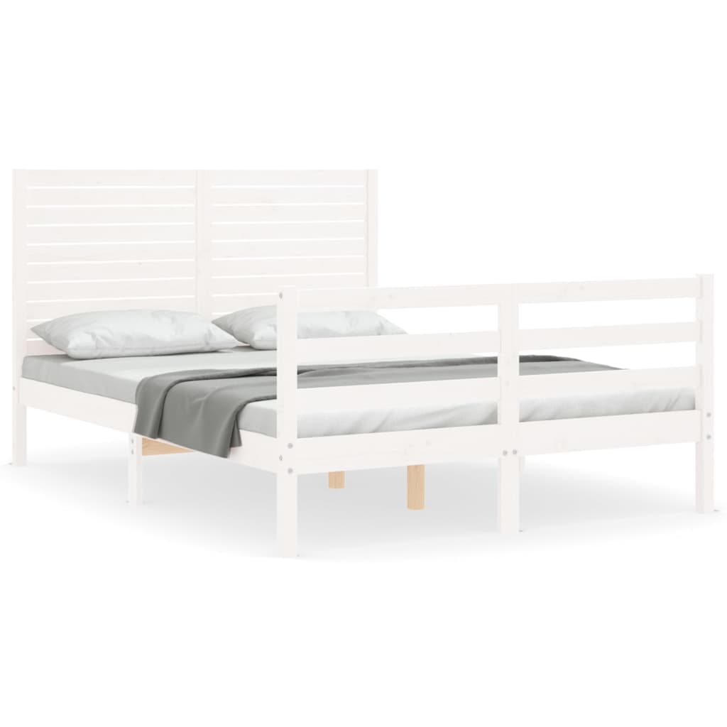 Sengeramme med hodegavl hvit double heltre