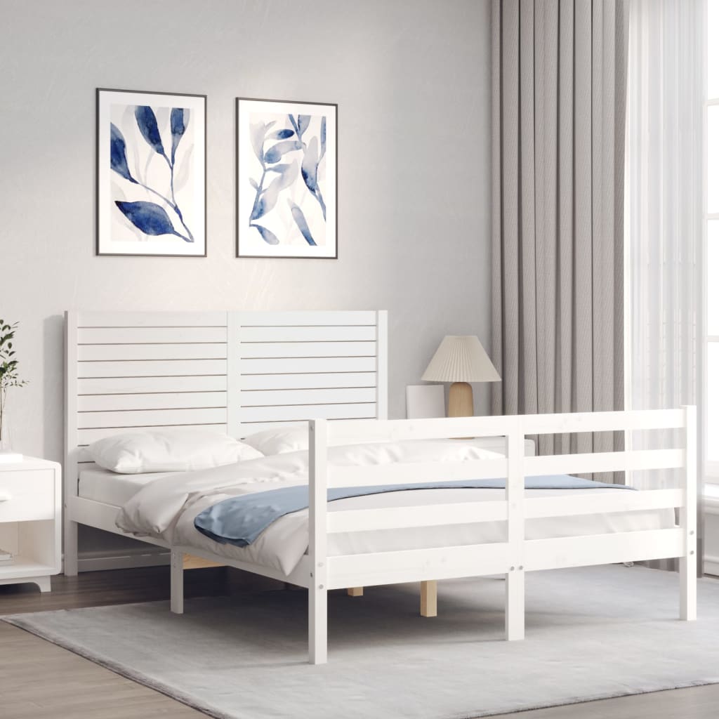 Sengeramme med hodegavl hvit double heltre