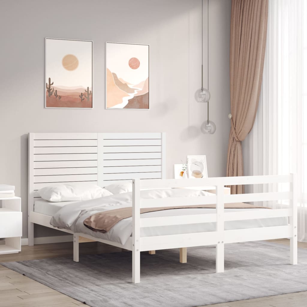 Sengeramme med hodegavl hvit double heltre