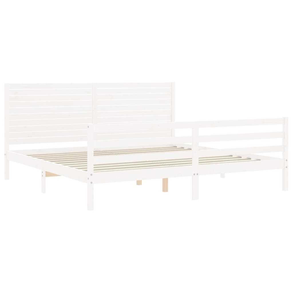Sengeramme med hodegavl hvit 200x200 cm heltre