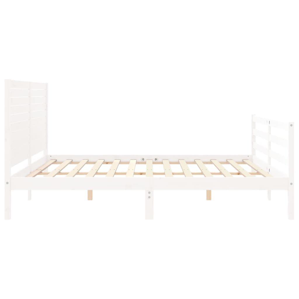 Sengeramme med hodegavl hvit 200x200 cm heltre