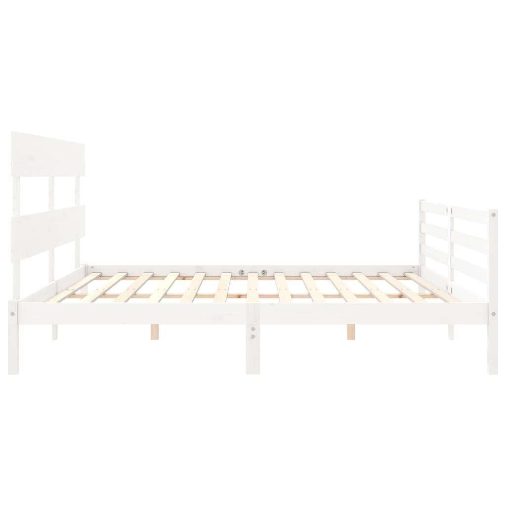 Sengeramme med hodegavl hvit 200x200 cm heltre