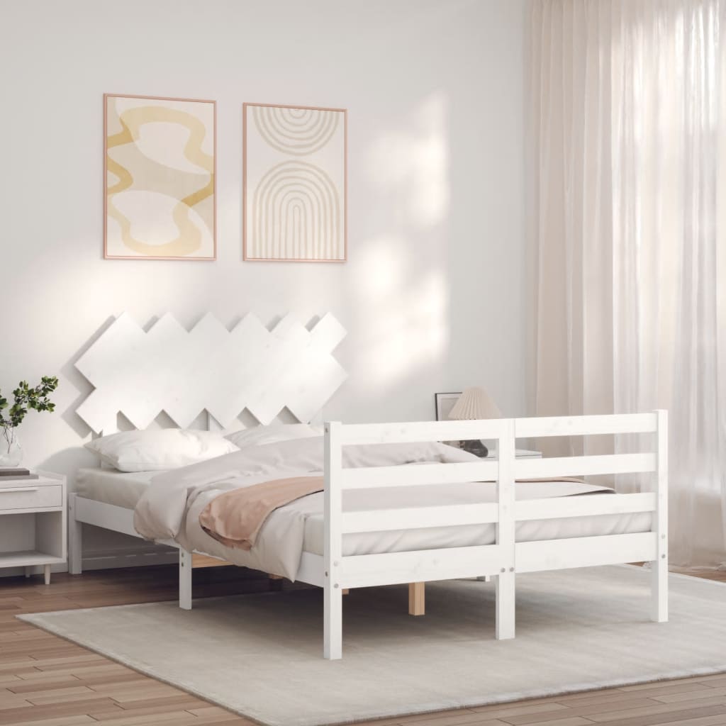 Sengeramme med hodegavl hvit double heltre