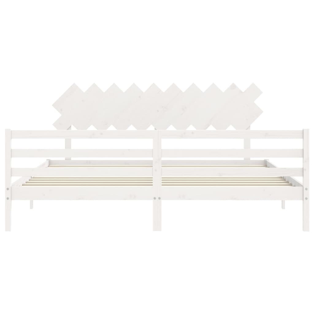 Sengeramme med hodegavl hvit 200x200 cm heltre