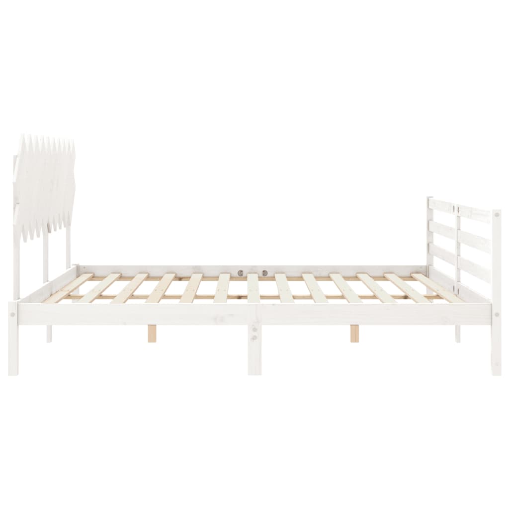 Sengeramme med hodegavl hvit 200x200 cm heltre
