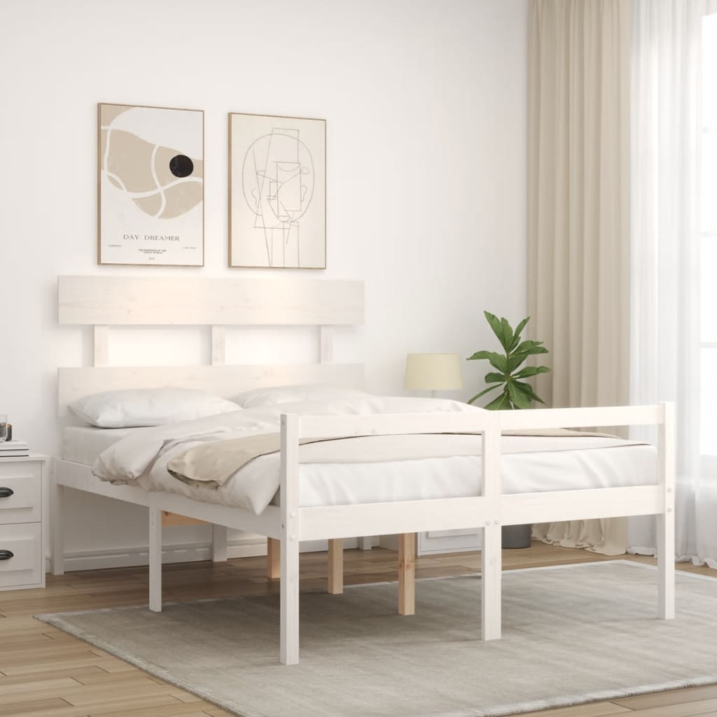 Seniorseng med hodegavl hvit 120x200 cm heltre