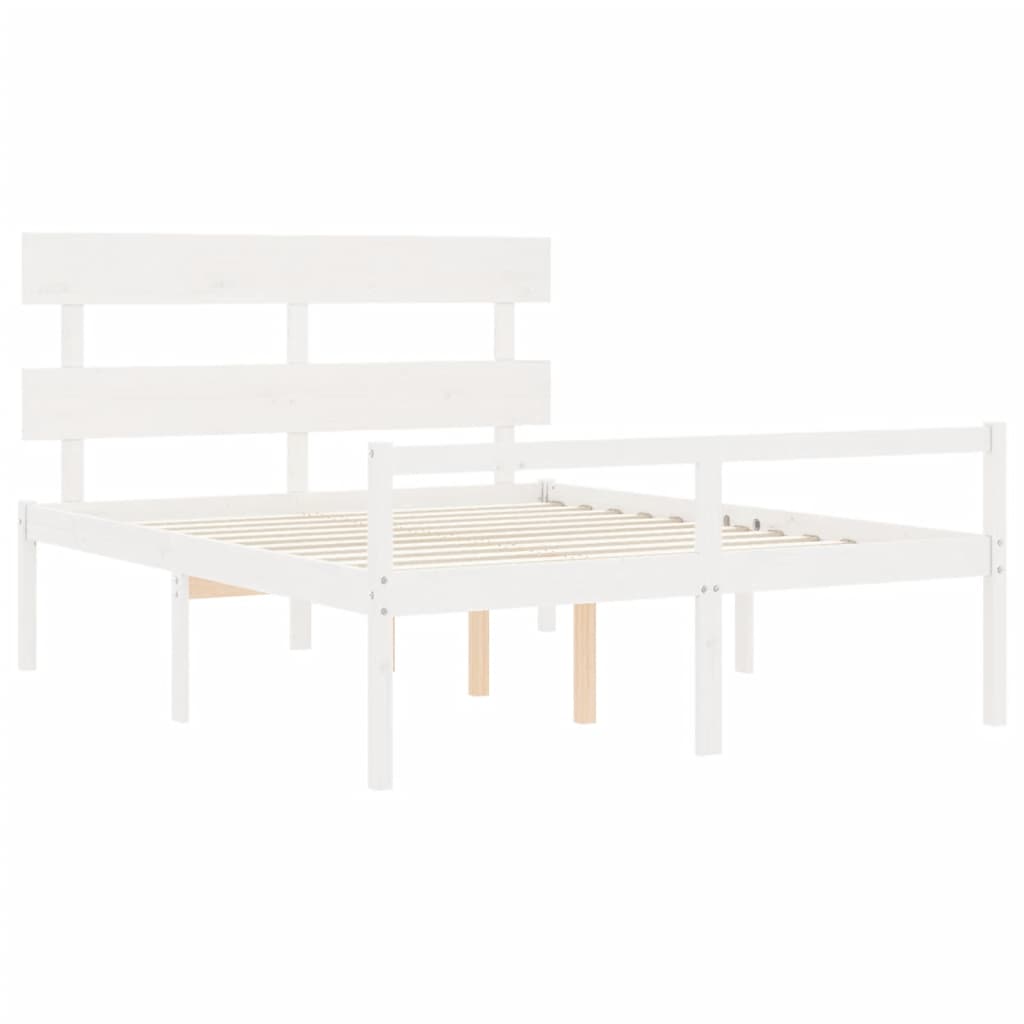 Seniorseng med hodegavl hvit 160x200 cm heltre