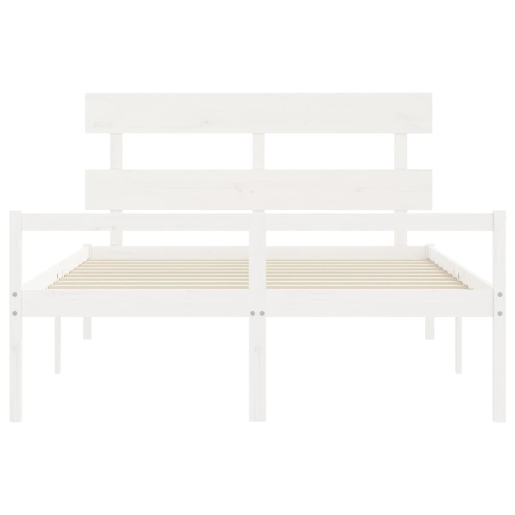 Seniorseng med hodegavl hvit 160x200 cm heltre