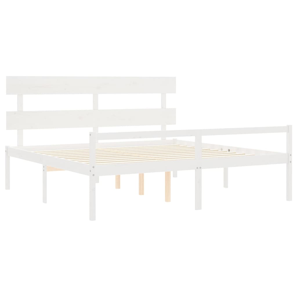 Seniorseng med hodegavl hvit 200x200 cm heltre