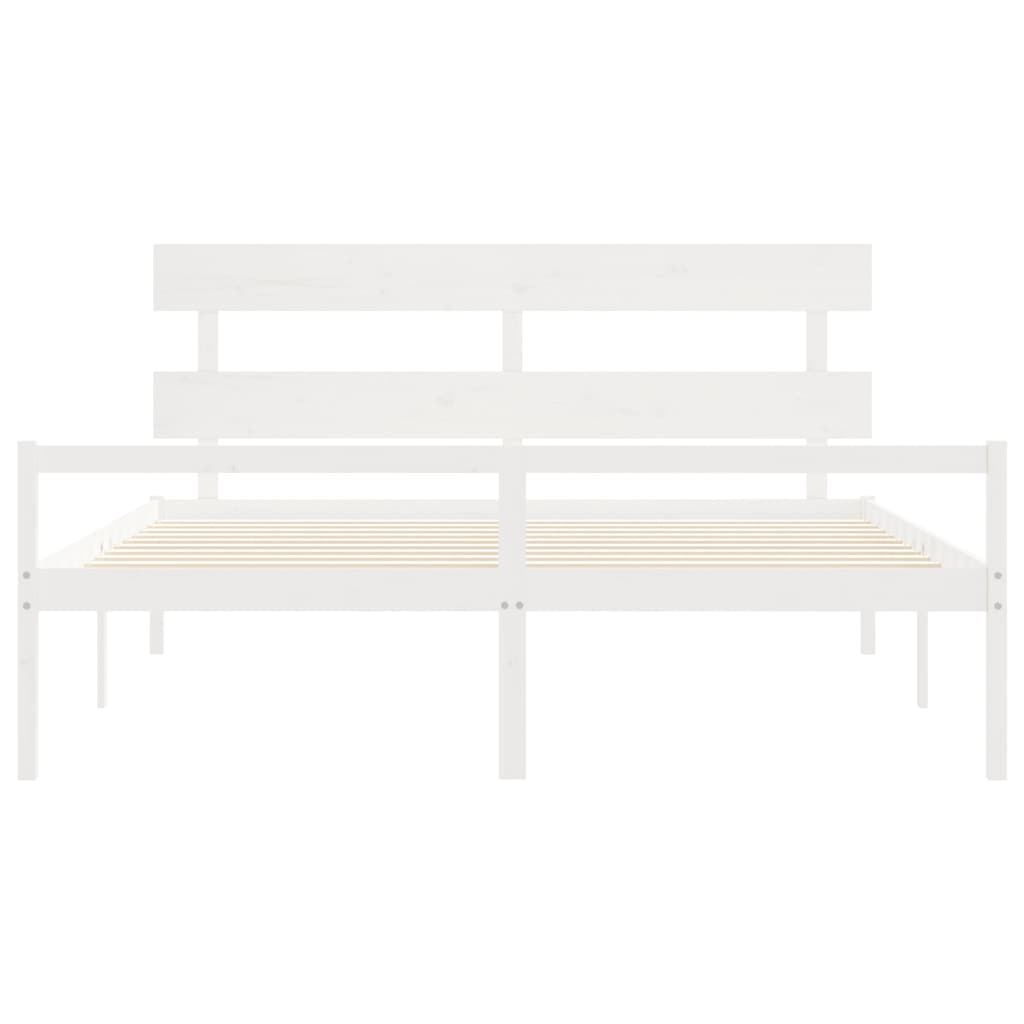 Seniorseng med hodegavl hvit 200x200 cm heltre