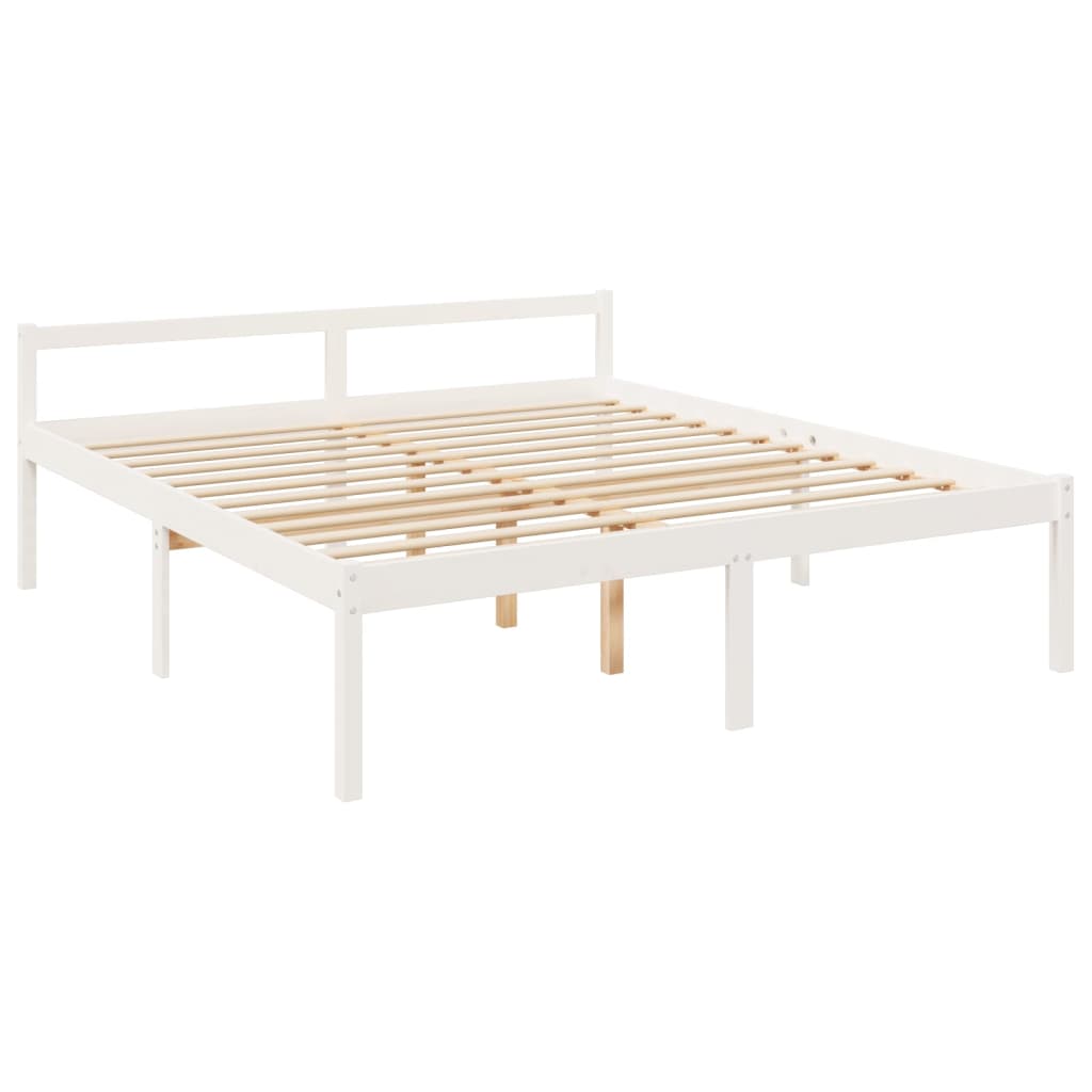 Seniorseng med hodegavl hvit 200x200 cm heltre