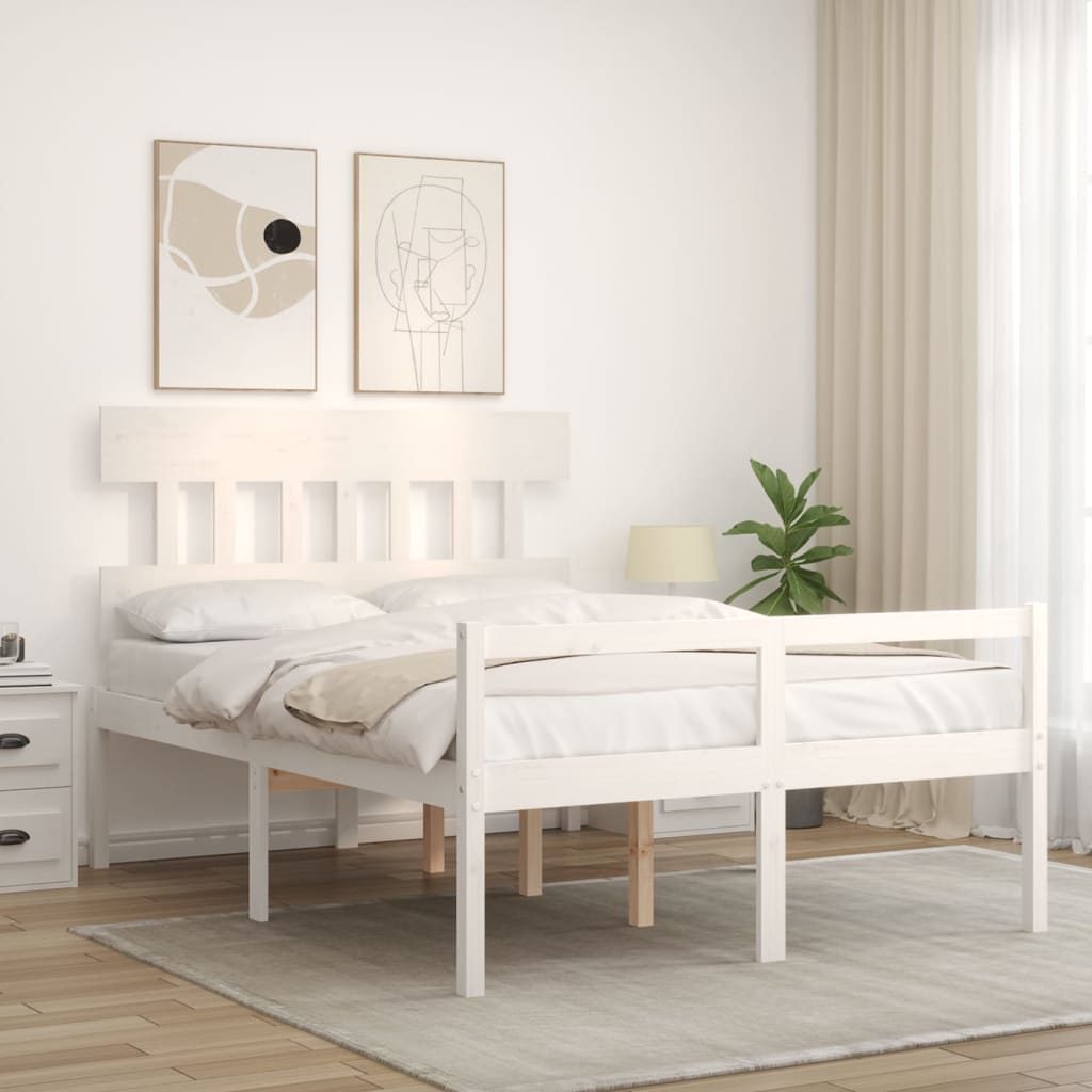 Seniorseng med hodegavl hvit small double heltre