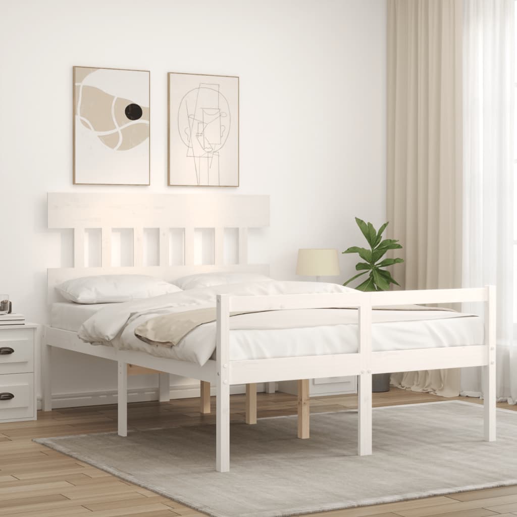 Seniorseng med hodegavl hvit 120x200 cm heltre