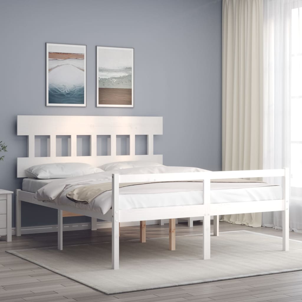 Seniorseng med hodegavl hvit 160x200 cm heltre