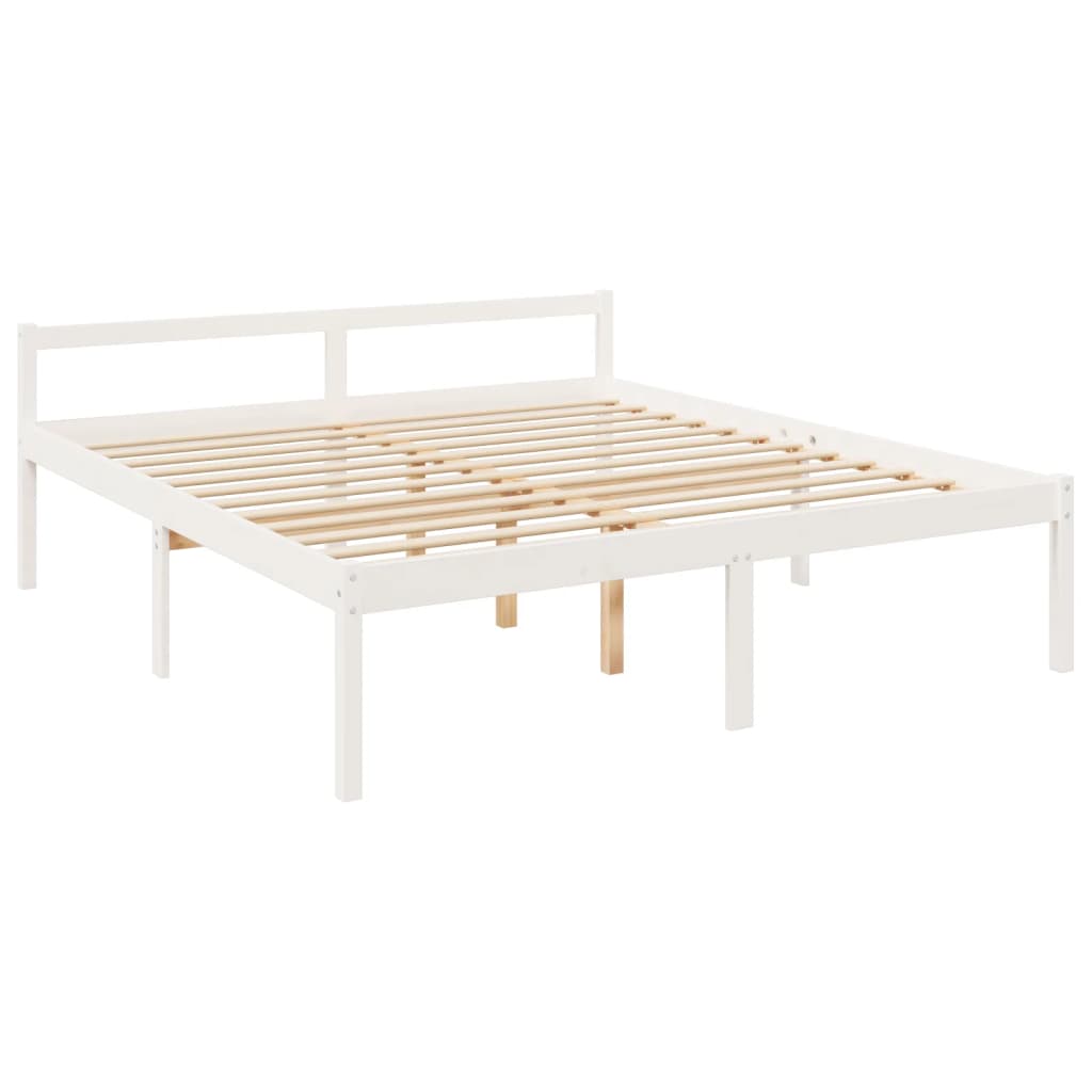 Seniorseng med hodegavl hvit 200x200 cm heltre