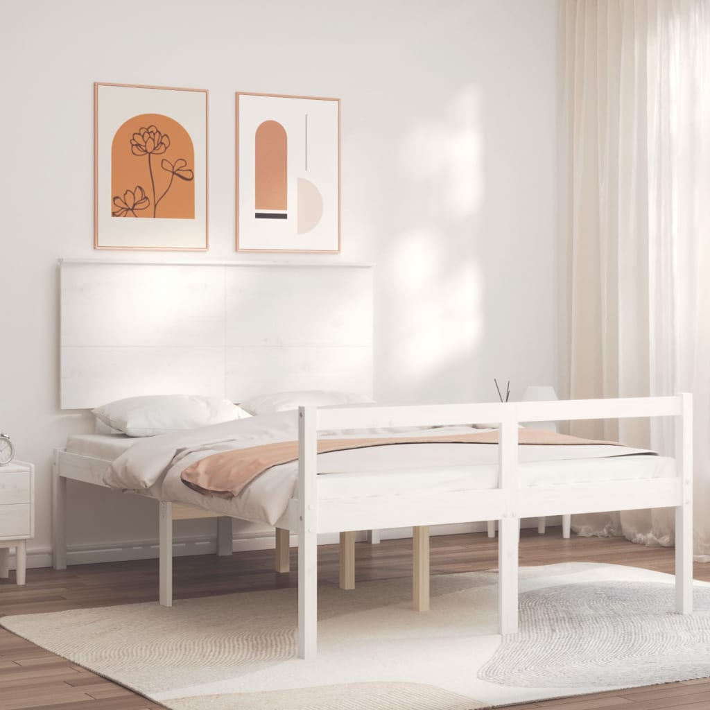 Seniorseng med hodegavl hvit 120x200 cm heltre