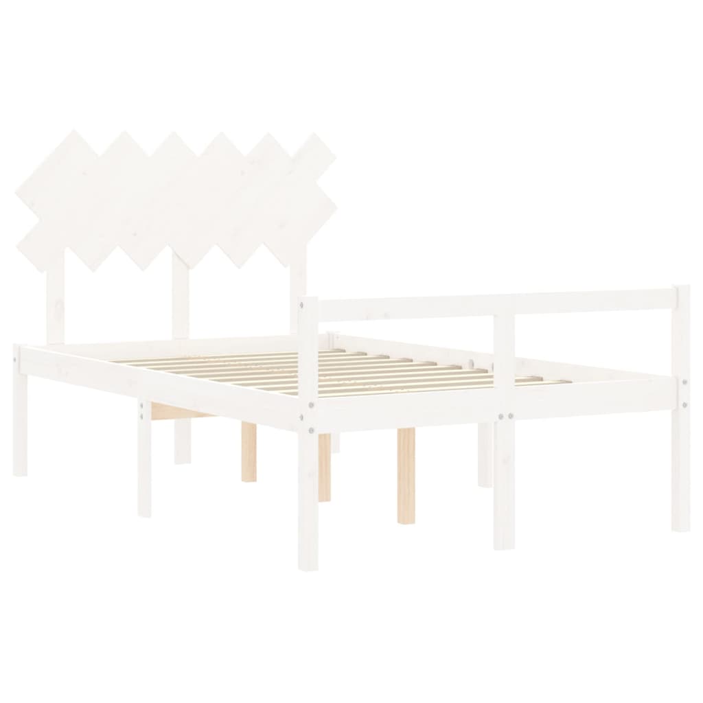 Seniorseng med hodegavl hvit small double heltre
