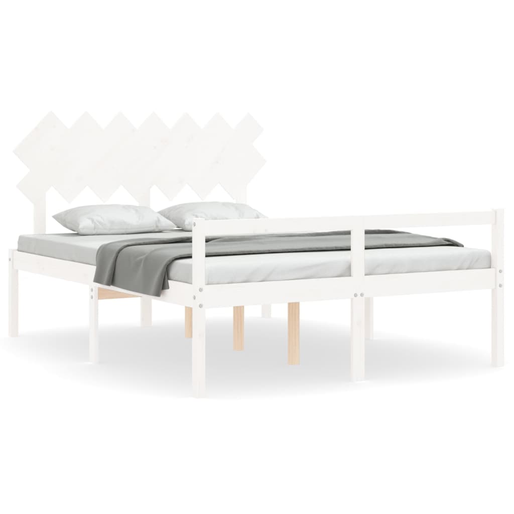 Seniorseng med hodegavl hvit 140x190 cm heltre