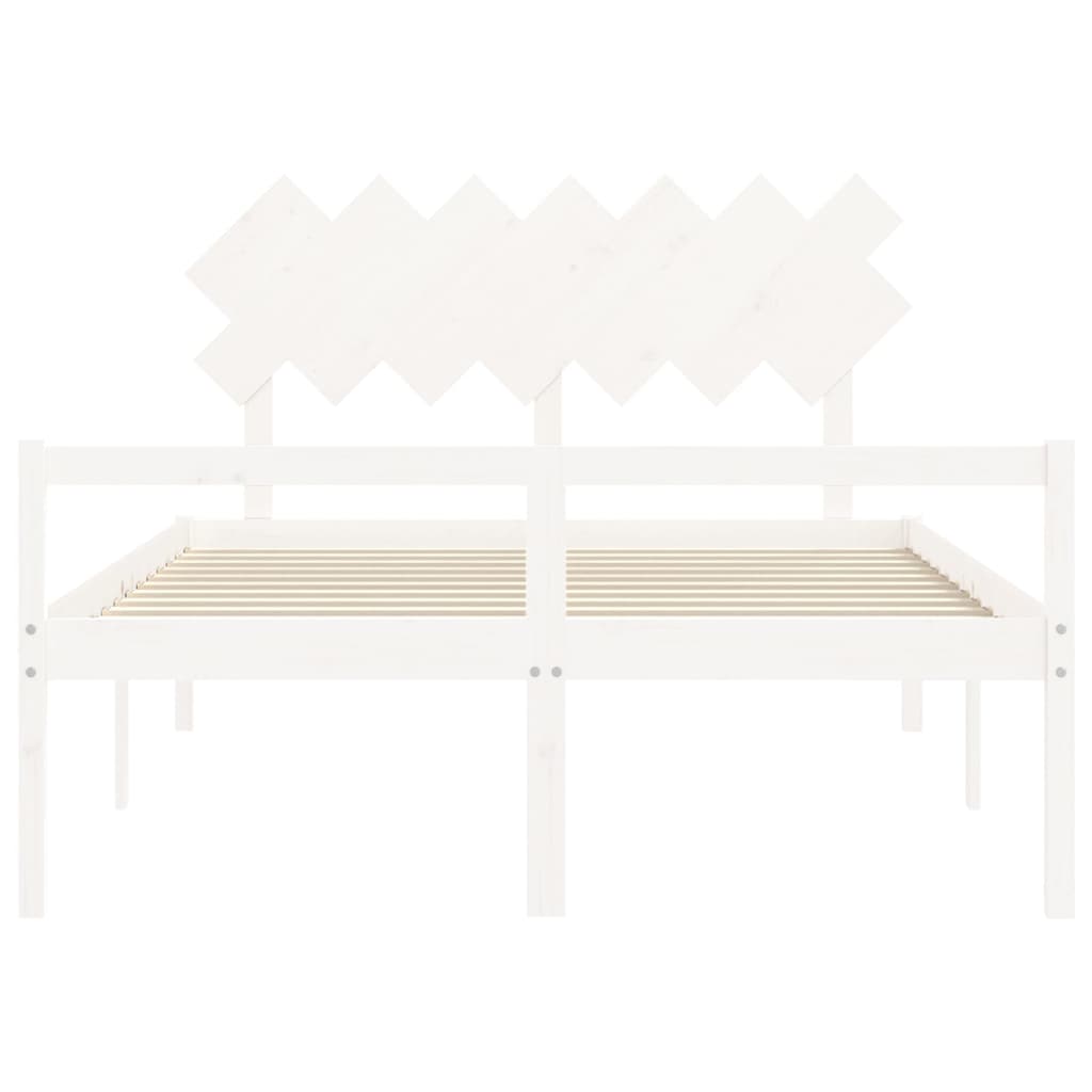 Seniorseng med hodegavl hvit 140x190 cm heltre