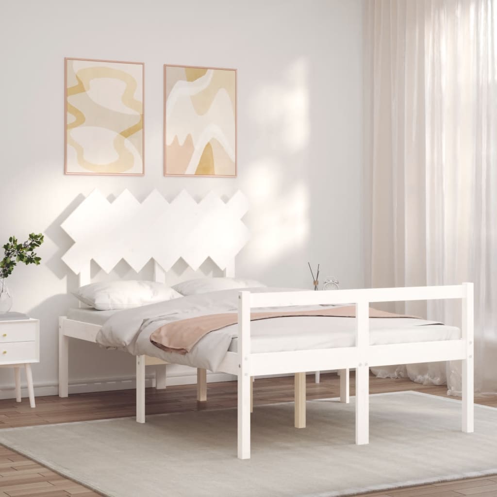 Seniorseng med hodegavl hvit 120x200 cm heltre